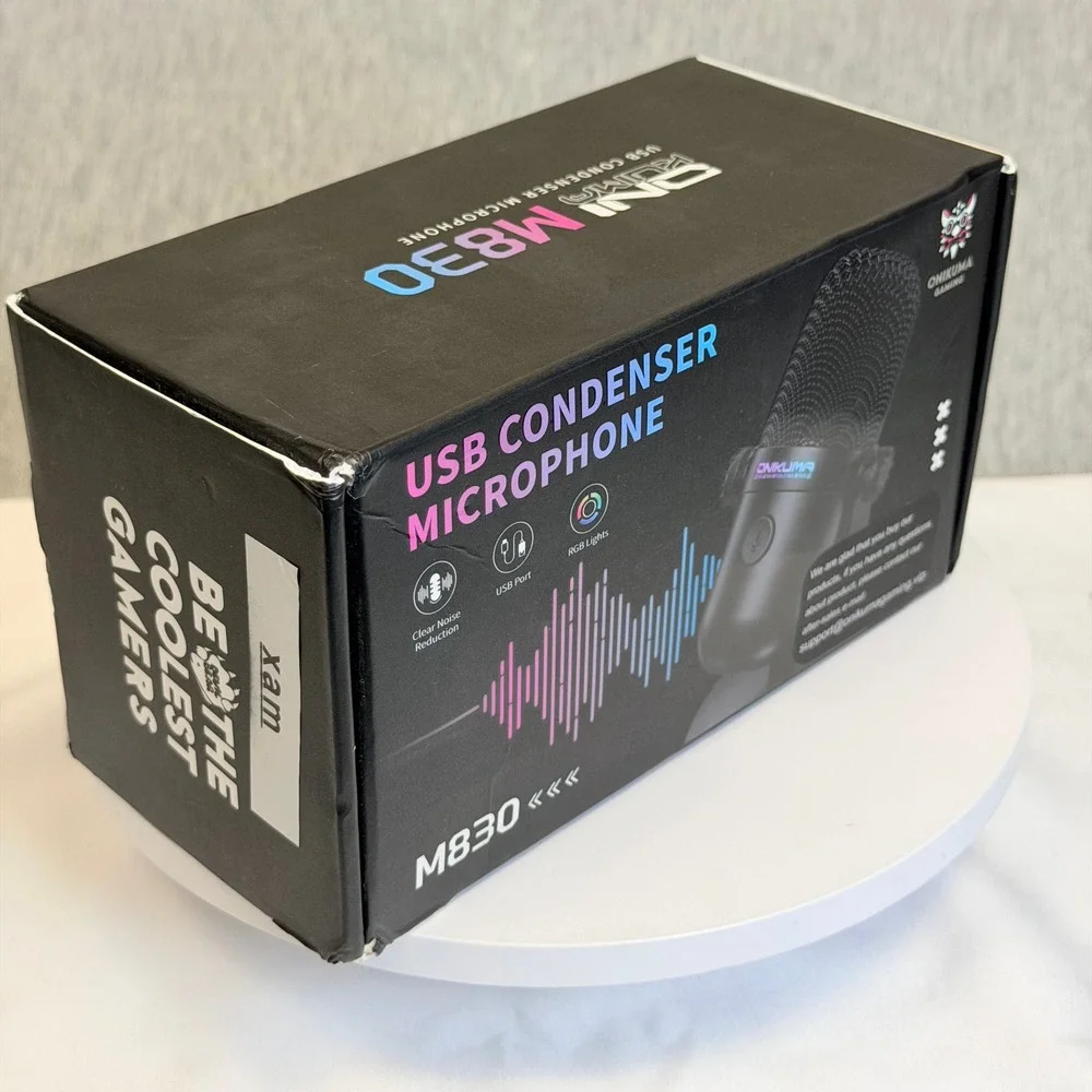 Onikuma M830 USB Condenser Microphone RGB Gaming Streaming Noise Reduction Black